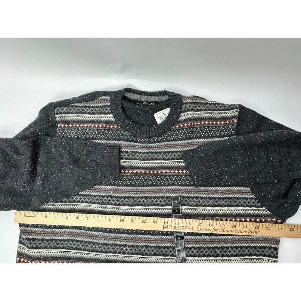 Tricots St. Raphael Sweater Mens XL Charcoal Striped Acrylic Blend Soft NWT